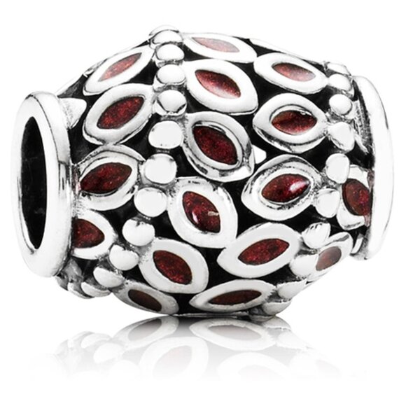 PANDORA Climbing Ivy Charm with Bordeaux Enamel Authentic Silver Wine Lover RARE - Picture 1 of 10